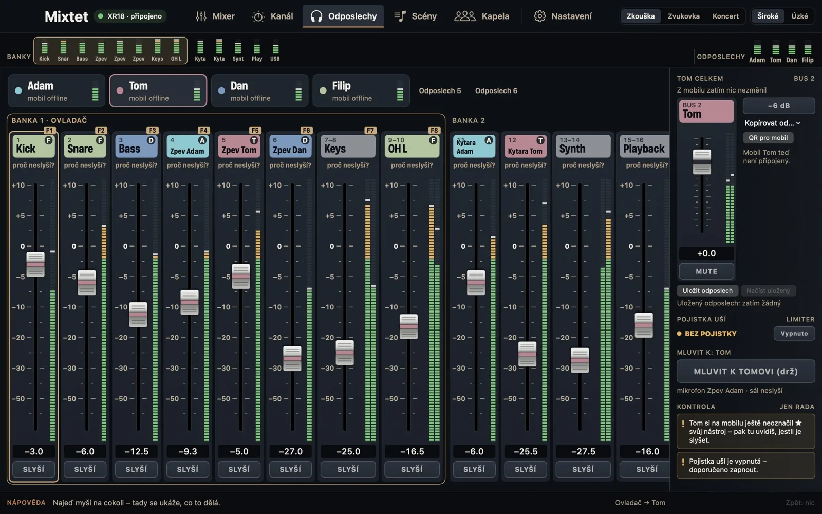 Everyone's monitor mixes